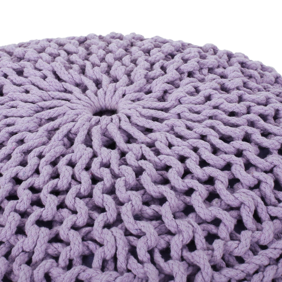 Bordeaux - Knitted Round Pouf Ottoman