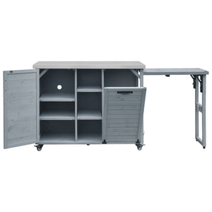 K&K 78.3' Outdoor Kitchen Island with Foldable Grill Table