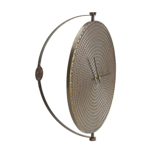 Bronze Metal Wall Clock with Suspended Stand 15" Diameter
