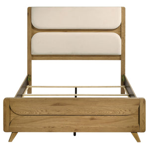 Bennett 62-inch Queen Upholstered Panel Bed Cream and Light Oak