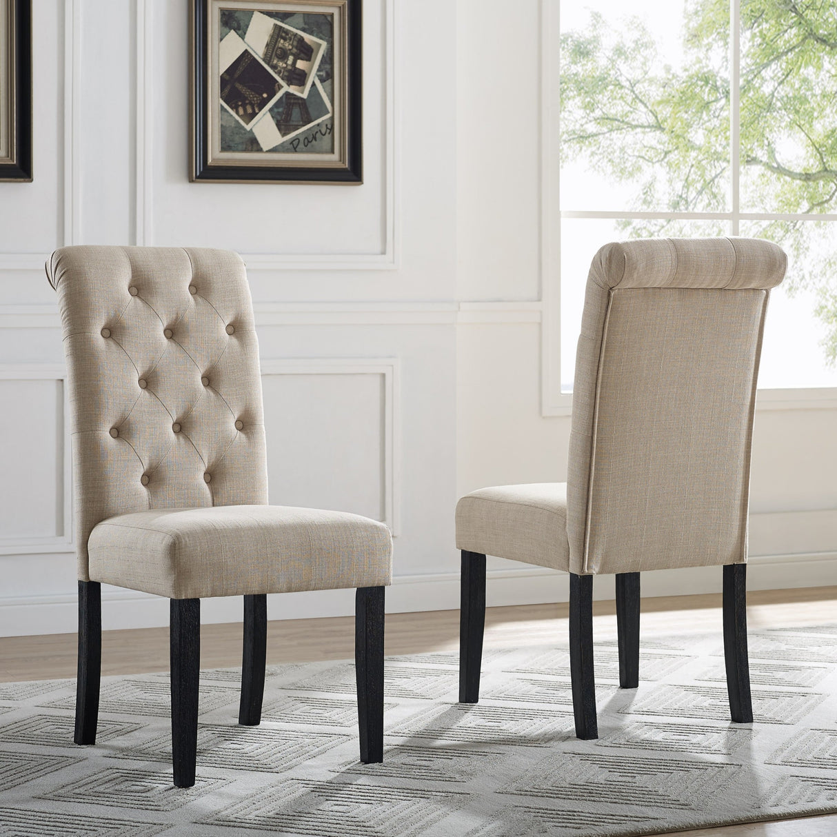 Woodland Driftwood-Finished Dining Set with Upholstered Seating