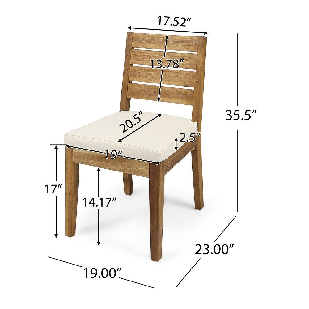Outdoor 7 Piece Dining Set With Cushions - Sandblasted Natural / Beige