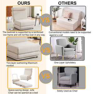 Foldable Single Chair Sofa Bed With Pillow, Easy To Store, Breathable And Wearable