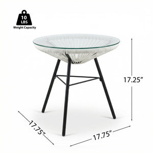 Nusa Outdoor Synthetic Wicker Glass-Top Side Table