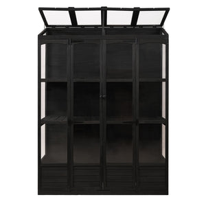 TOPMAX 78-inch Wooden Walk-in Greenhouse with Skylights and Folding Shelves