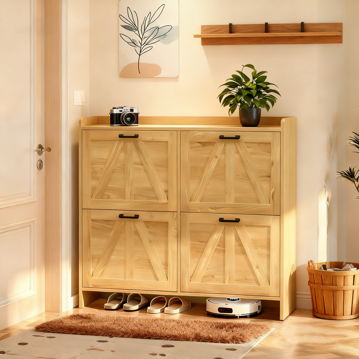 Farmhouse Style Shoe Cabinet