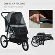 PawHut-Pet-Stroller-for-Small-and-Medium-Dogs,-3-Big-Wheels-Foldable-Cat-Stroller-with-Adjustable-Canopy,-Safety-Tether,-Storage-Basket,-Gray-Pet-Supplies
