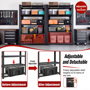 78"H 5-Tier Adjustable Heavy Duty Metal Mesh Storage Rack