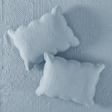 3 Piece Reversible Scalloped Edge Quilt Set Blue King/Cal King