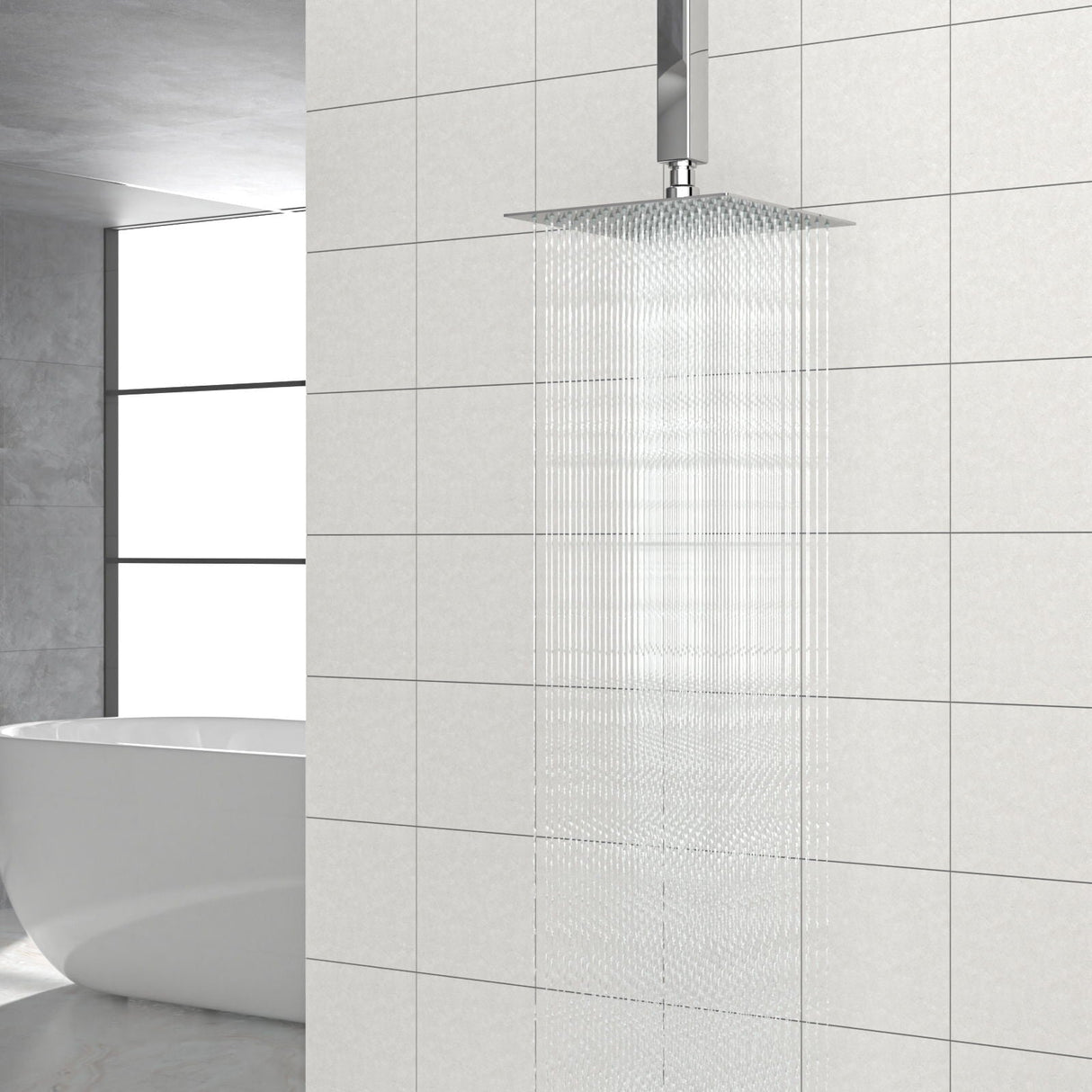 8" Square Rain Shower Head, Ceiling / Wall Mount Stainless Steel Bath Fixture