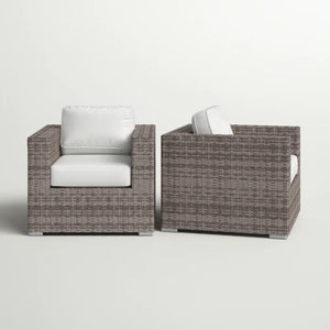 Grade - Club Patio Chair With Sunbrella Cushions (Set of 2) - Gray Mix / White
