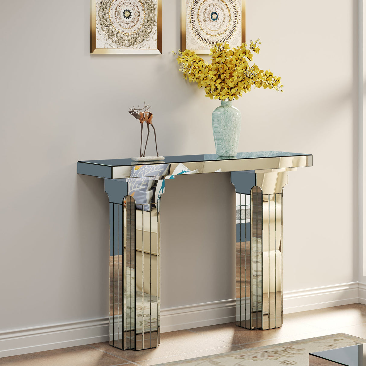 Mirrored Console Table Wide Bling