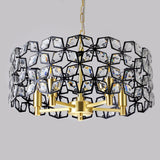 19' Geometric Crystal and BlackGold Round Pendant Chandelier
