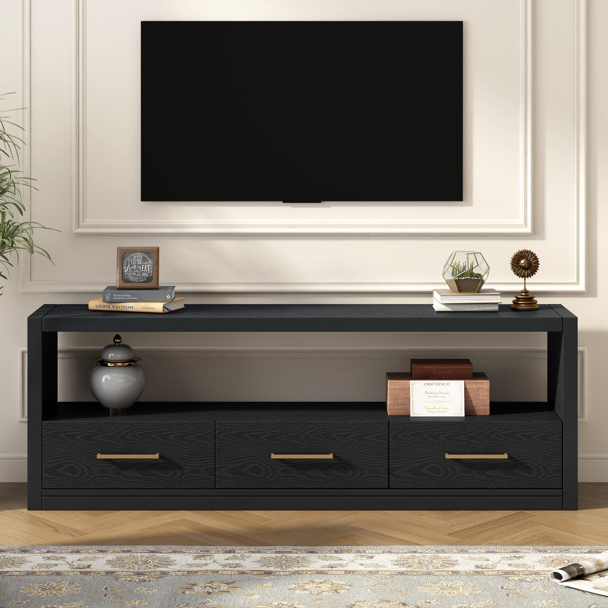 Mirod-Stylish-TV-Stand-with-Ample-Storage,Classic-Design-with-Three-Drawers-and-Spacious-Surface,Minimalist-Metal-Handles,Versatile-as-TV-Console-or-Side-Cabinet-