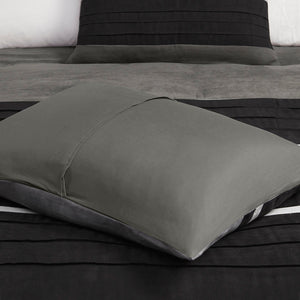 7-Piece Faux Suede Comforter Set Black Queen