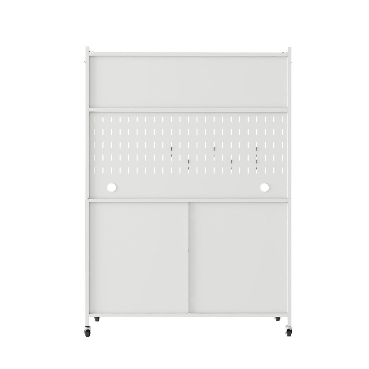 Contemporary Kitchen Pantry Cabinet With Glass Doors, Adjustable Shelves, Steel - Brushed Nickel