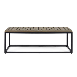 JECO Industrial Wood and Metal Outdoor Bench