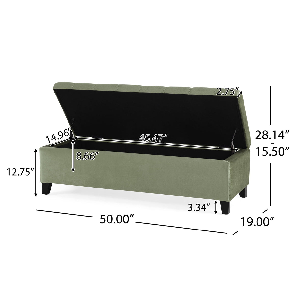 Wendover Elegant Tufted Storage Bench With Lift-Up Top And Birch Wood Legs