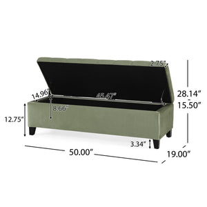 Wendover Elegant Tufted Storage Bench With Lift-Up Top And Birch Wood Legs