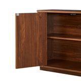 Sideboard Storage Cabinet TV Stand with Wave Pattern in Walnut