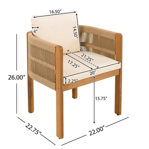 Outdoor Dining Set with Acacia Wood Table and 4 Chairs - Beige