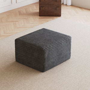 Sofa Ottoman - No Assembly Required - Dark Grey Plush Corduroy Fabric