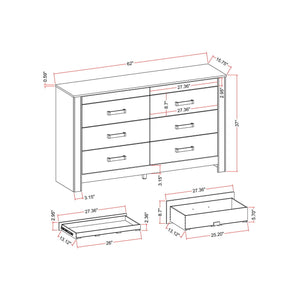 Lorenzo - Dresser With Hidden Jewelry Compartment And Bar Handles In - Silver