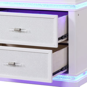 Opium - 2 Drawer Nightstand With LED Lights - White