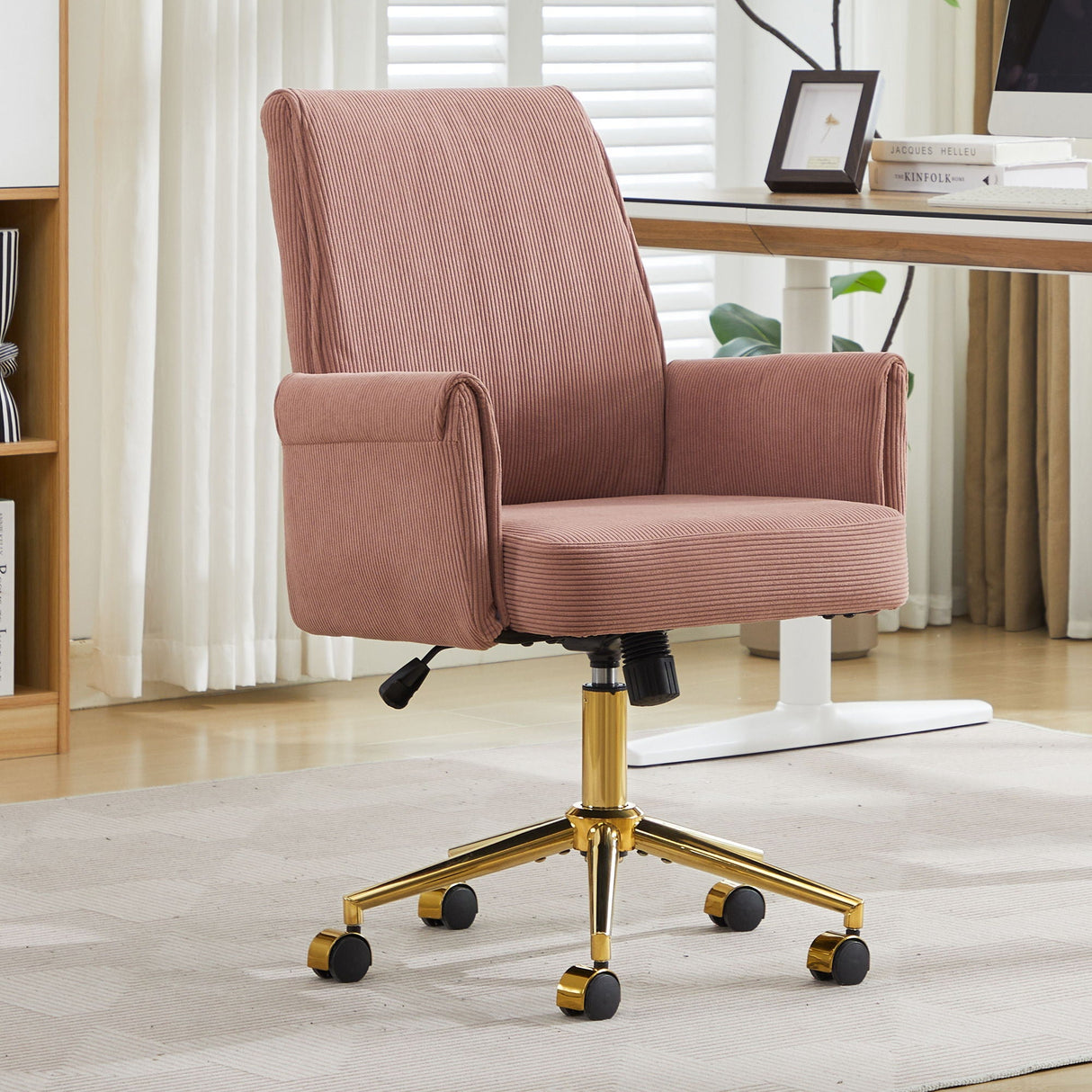Ergonomic Mid-Back Office Chair With Striped Fabric