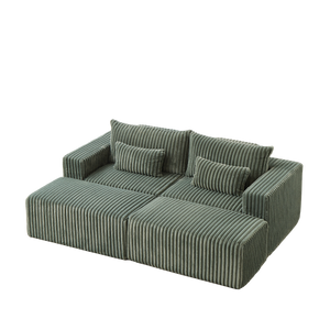 87' Oversized Sectional Lounge Chaise with Plush Corduroy Fabric