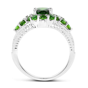 2.28 Carat Genuine Chrome Diopside .925 Sterling Silver Ring