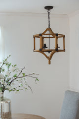 3-Light-Wood-Drum-Chandelier,-Hanging-Light-Fixture-with-Adjustable-Chain-Chandeliers