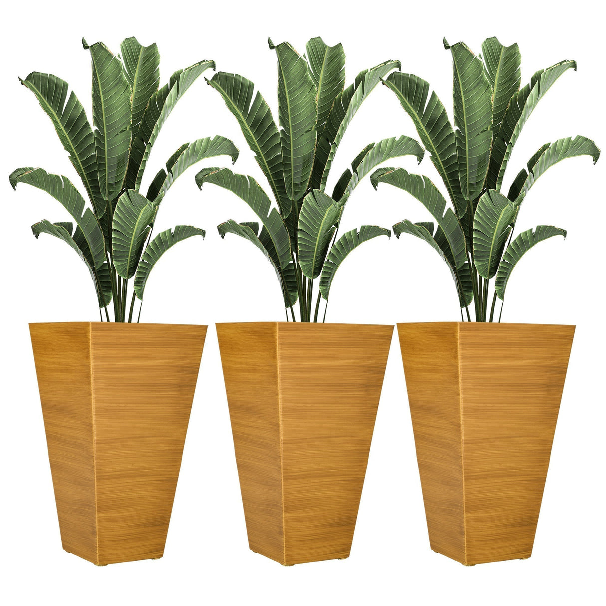 Outsunny 28" Tall Outdoor Planters Set of 3 with Drainage Holes