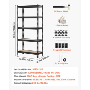 5-Tier Adjustable Heavy Duty Metal Storage Shelves