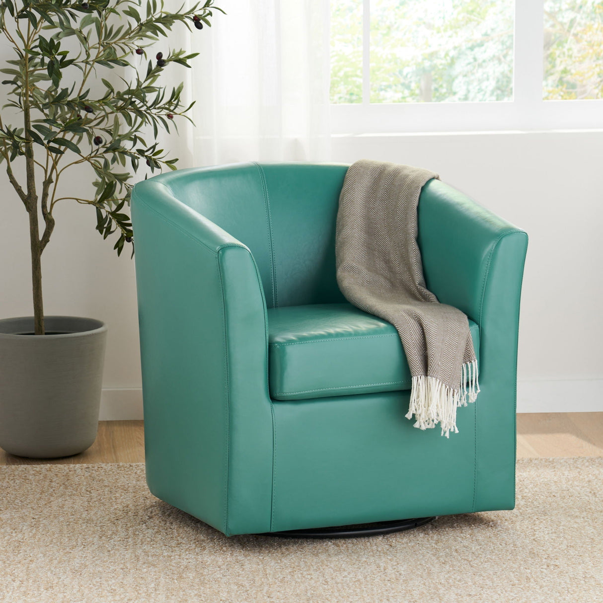 Melodize Swivel Club Chair With Barrel Shape Design