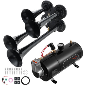 Train Horns Kit, 4 Trumpet Air Horn Kit, 150dB for Pickup Trucks