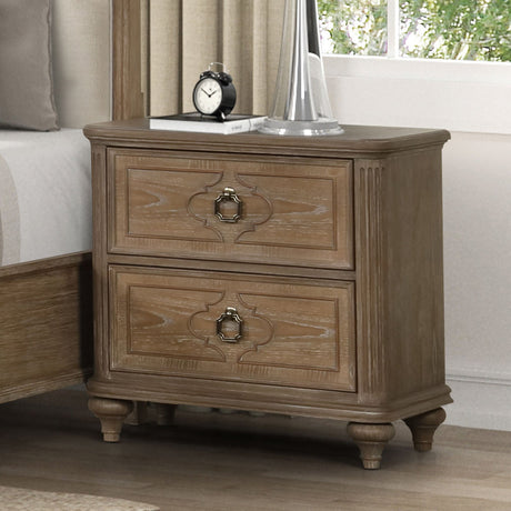 Windsor Rustic Oak Veneer Nightstand with USB-A and USB-C Charging Ports