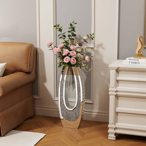 24.01" U-Shaped Floor Vase Shattered Diamond Mirror Surface