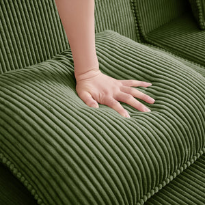 Armless Sofa with Pillow - Green Corduroy