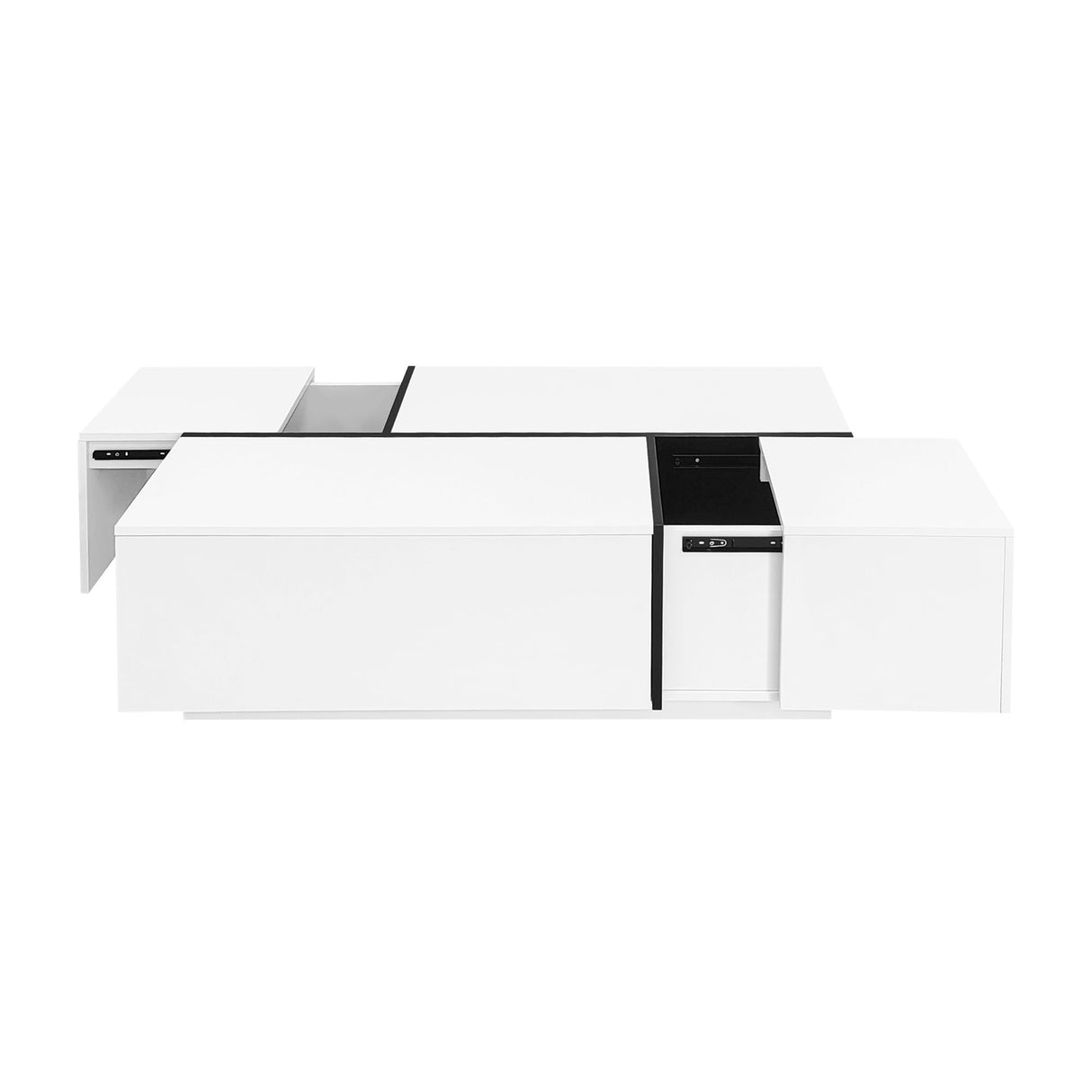 Extendable Coffee Table With 2 Hidden Storage Space And 2 Drawers For Living Room