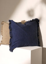 Handcrafted Cotton-Linen Fringe Throw Pillow