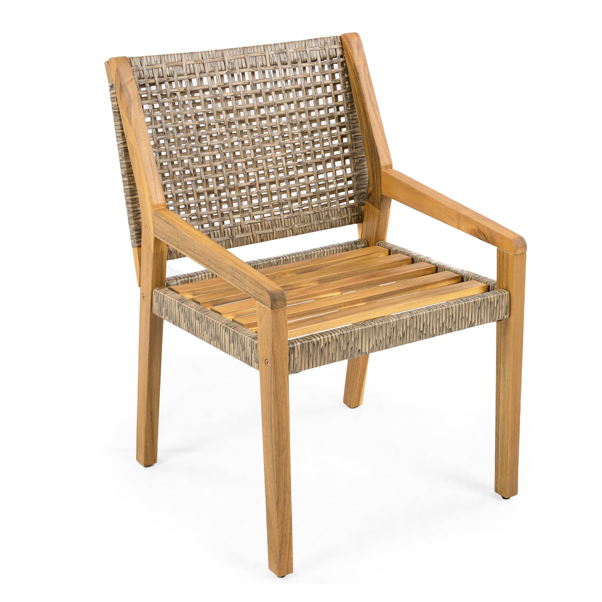 Outdoor Dining Set – Premium Acacia Wood Table & Wicker Chairs