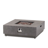 Modern Square Iron Fire Pit 50,000 BTU Stone Gray 39-Inch