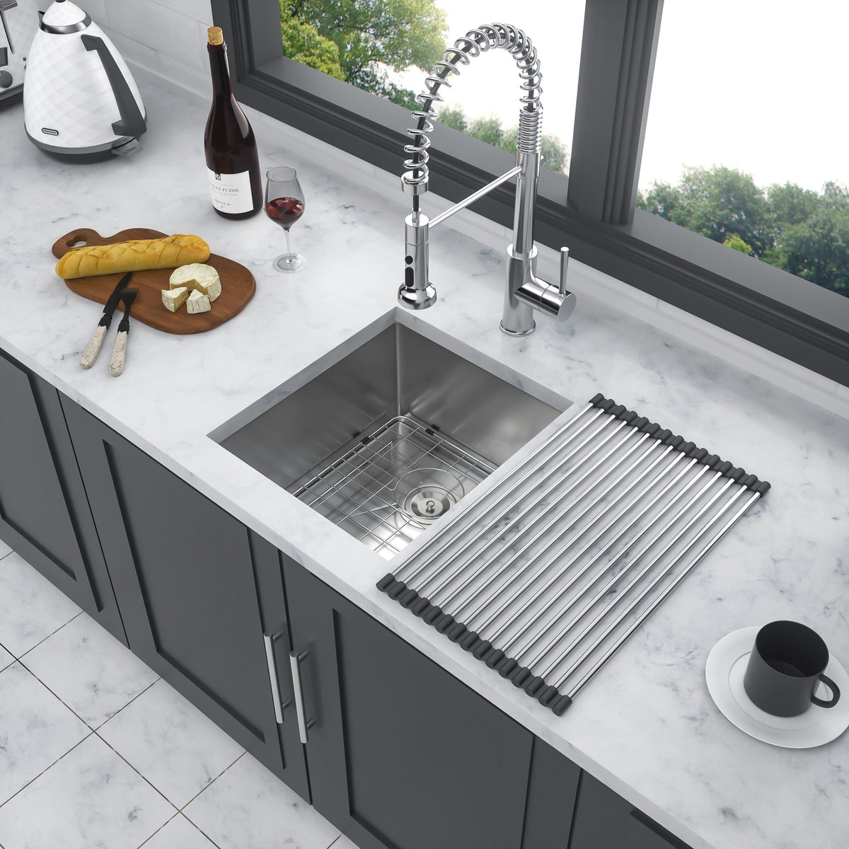 Modern Undermount Stainless Steel Kitchen Sink 16 Gauge, Deep Single Bowl
