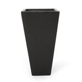 13' Outdoor Modern MGO Small Cast Stone Planter, Black