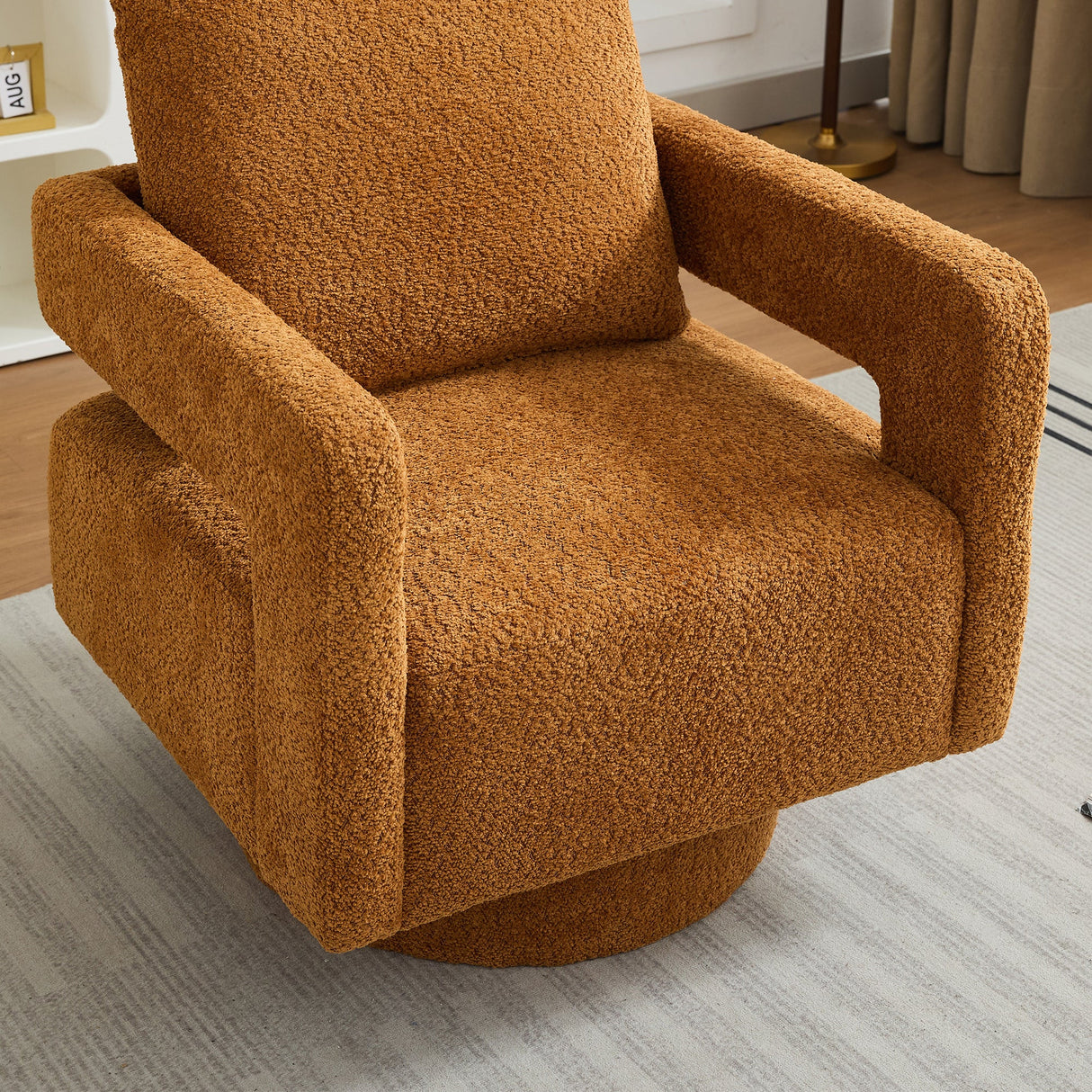 Stonewell Square Swivel Accent Chair with Open Back