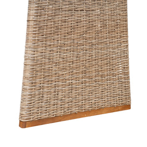Outdoor 6 Pieces Acacia Wood Dining Set with Handwoven Rattan Legs, Brown Wicker