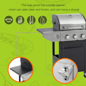 GigaTech 3 Burner Stainless Steel Propane Grill with Side Burner