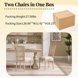 French Country Dining Chairs Set of 2 Upholstered With Natural Rattan Back