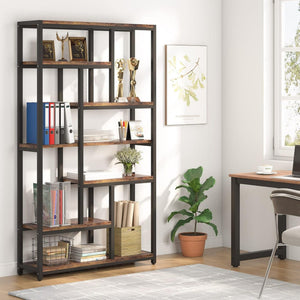 Extra Tall 7 Tier Industrial Etagere Bookcase With 10 Shelves Organizer